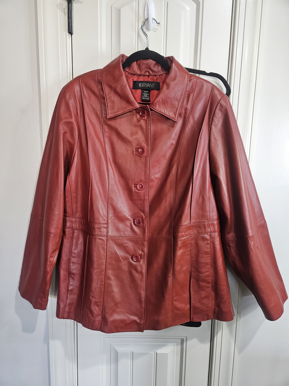 Lane Bryant Brick Red Leather Button-Front Jacket
